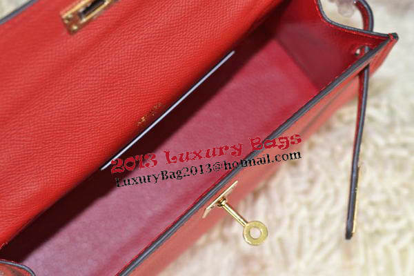Hermes MINI Kelly 22cm Tote Bag Calfskin Leather Red