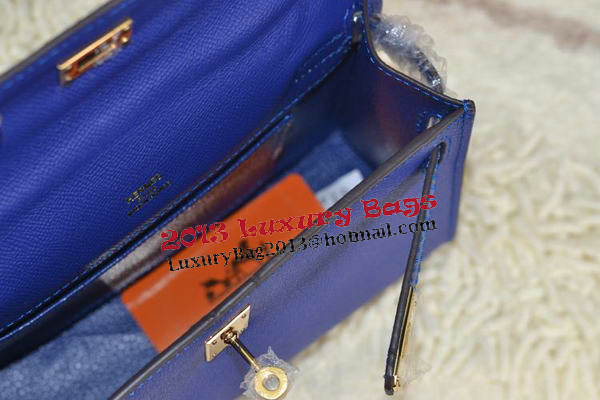 Hermes MINI Kelly 22cm Tote Bag Calfskin Leather Royal