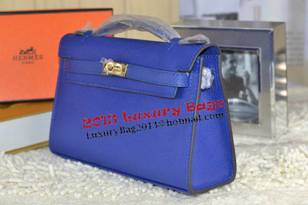 Hermes MINI Kelly 22cm Tote Bag Calfskin Leather Royal