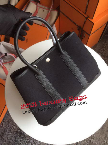 Hermes Garden Party 30CM Bag Canvas Leather H11S Black