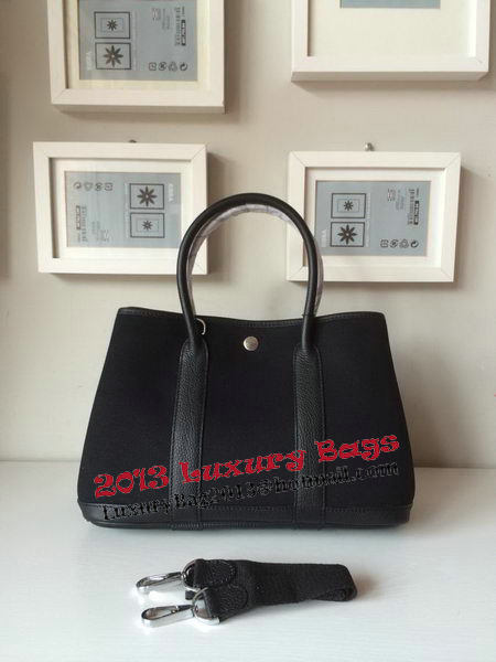 Hermes Garden Party 30CM Bag Canvas Leather H11S Black