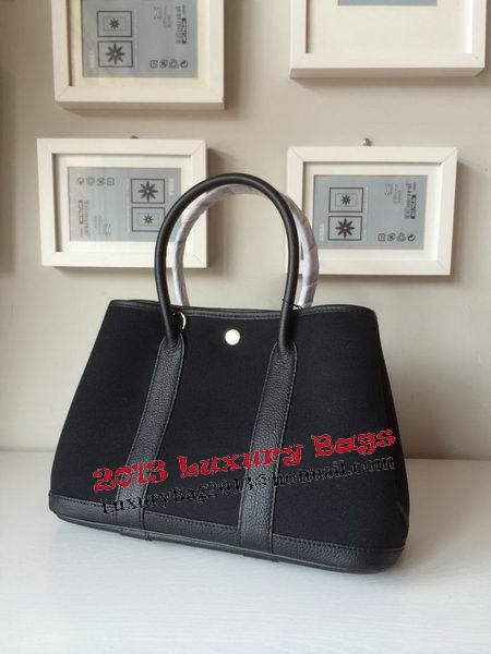 Hermes Garden Party 30CM Bag Canvas Leather H11S Black