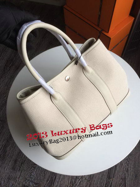 Hermes Garden Party 30CM Bag Canvas Leather H11S OffWhite