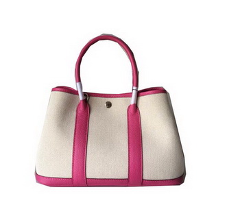 Hermes Garden Party 30CM Bag Canvas Leather H11S Rosy