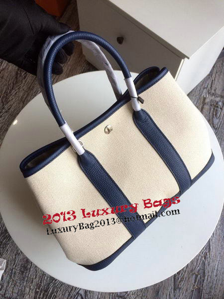 Hermes Garden Party 30CM Bag Canvas Leather H11S Royal