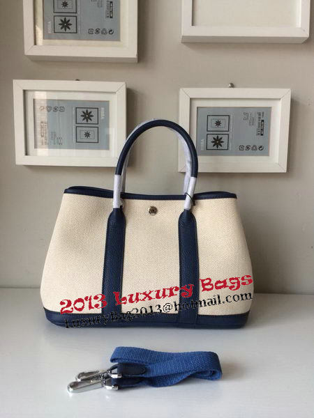 Hermes Garden Party 30CM Bag Canvas Leather H11S Royal