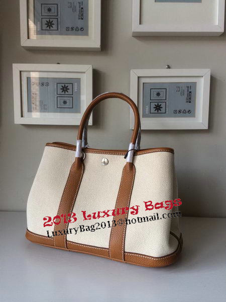 Hermes Garden Party 30CM Bag Canvas Leather H11S Wheat