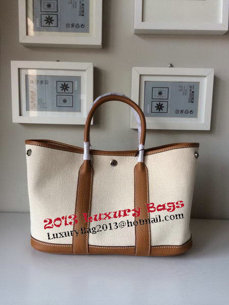 Hermes Garden Party 30CM Bag Canvas Leather H11S Wheat