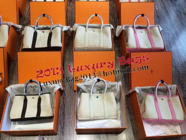 Hermes Garden Party 36CM Bag Canvas Leather H11M Black&White