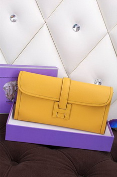 Hermes Jige Clutch Bag Calfskin Leather H258 Lemon