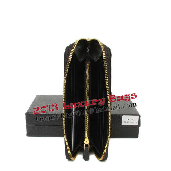 Prada Saffiano Calfskin Leather Zippy Wallets 1M0506 Black