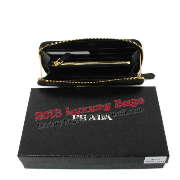 Prada Saffiano Calfskin Leather Zippy Wallets 1M0506 Black