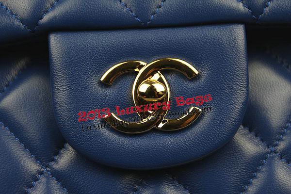 Chanel Classic Flap Bag Blue Original Leather CF1113 Gold