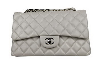 Chanel Classic Flap Bag OffWhite Original Leather CF1113 Silver