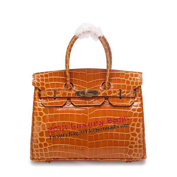 Hermes Birkin 30CM Tote Bags Wheat Iridescent Croco Leather Gold