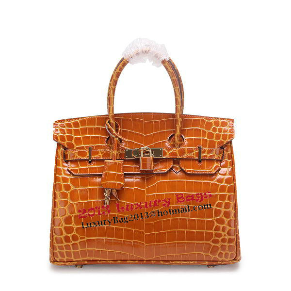 Hermes Birkin 30CM Tote Bags Wheat Iridescent Croco Leather Gold