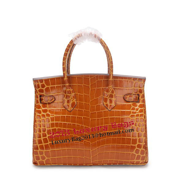 Hermes Birkin 30CM Tote Bags Wheat Iridescent Croco Leather Gold