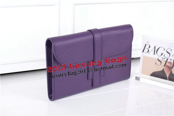 Hermes Jige Clutch Bag Calfskin Leather HQ864 Purple