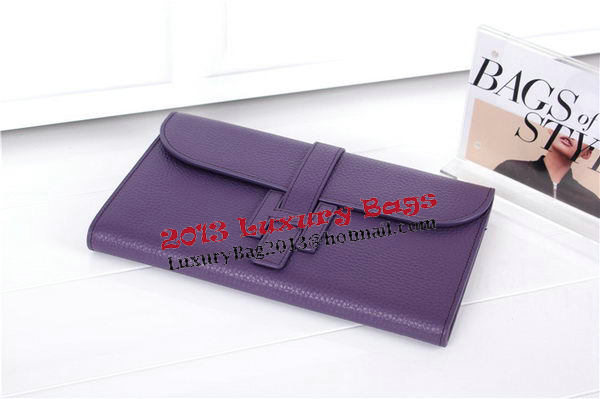 Hermes Jige Clutch Bag Calfskin Leather HQ864 Purple