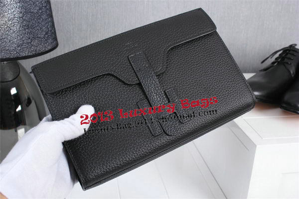 Hermes Jige Clutch Bag Calfskin Leather HQ8059 Black