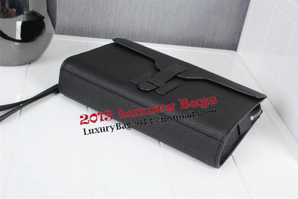 Hermes Jige Clutch Bag Calfskin Leather HQ8059 Black