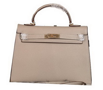 Hermes Kelly 32cm Shoulder Bags Grained Leather Grey