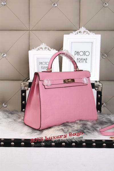 Hermes Kelly 32cm Shoulder Bags Grained Leather Pink