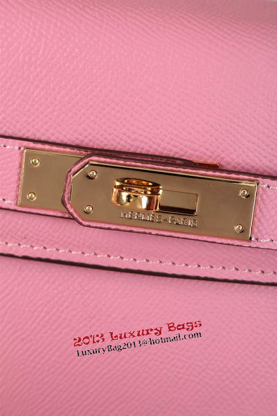 Hermes Kelly 32cm Shoulder Bags Grained Leather Pink