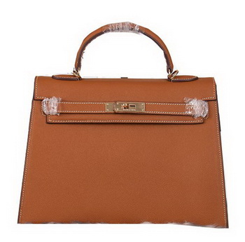 Hermes Kelly 32cm Shoulder Bags Grained Leather Wheat