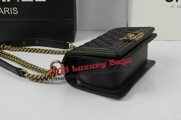 Chanel Boy Flap Shoulder Bags Black Original Lambskin Leather A67085 Gold