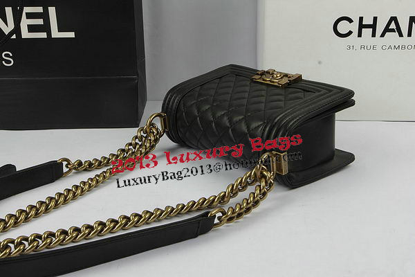 Chanel Boy Flap Shoulder Bags Black Original Lambskin Leather A67085 Gold