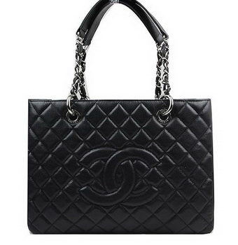 Chanel Classic Coco Bag Black GST Caviar Leather A50995 Silver