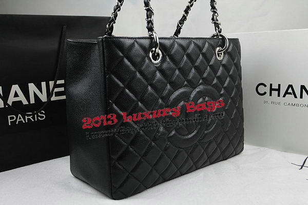 Chanel Classic Coco Bag Black GST Caviar Leather A50995 Silver