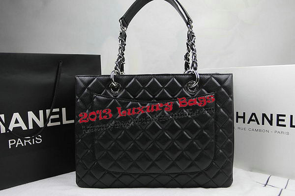 Chanel Classic Coco Bag Black GST Caviar Leather A50995 Silver