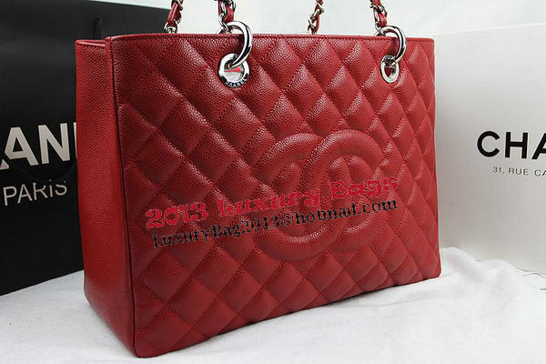 Chanel Classic Coco Bag Red GST Caviar Leather A50995 Silver