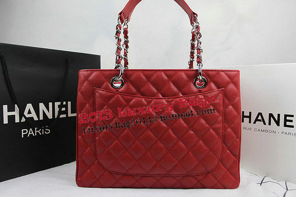 Chanel Classic Coco Bag Red GST Caviar Leather A50995 Silver