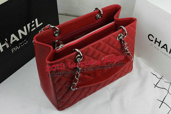 Chanel Classic Coco Bag Red GST Caviar Leather A50995 Silver