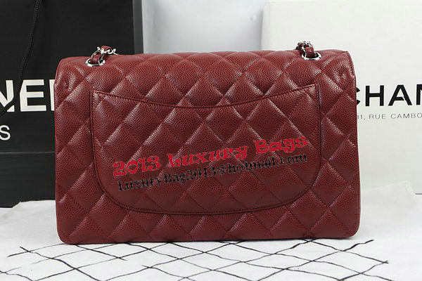 Chanel Classic Flap Bag Burgundy Cannage Pattern CF1113 Silver