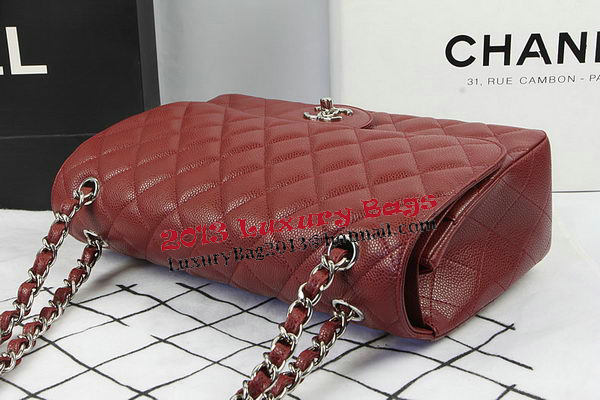 Chanel Classic Flap Bag Burgundy Cannage Pattern CF1113 Silver