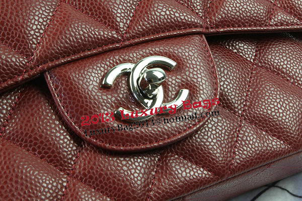 Chanel Classic Flap Bag Burgundy Cannage Pattern CF1113 Silver