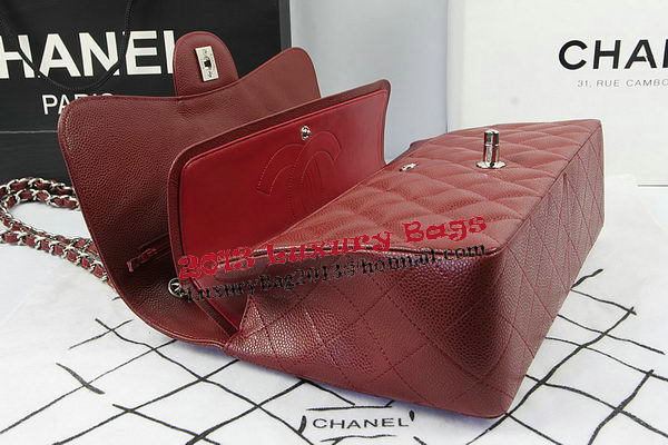 Chanel Classic Flap Bag Burgundy Cannage Pattern CF1113 Silver