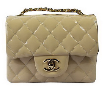 Chanel Classic MINI Flap Bag Apricot Original Patent Leather CF1115 Gold