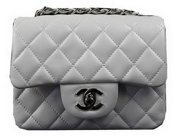 Chanel Classic MINI Flap Bag OffWhite Original Sheep Leather CF1115 Silver