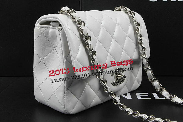 Chanel Classic MINI Flap Bag OffWhite Original Sheep Leather CF1115 Silver