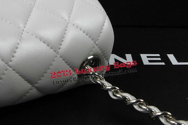 Chanel Classic MINI Flap Bag OffWhite Original Sheep Leather CF1115 Silver