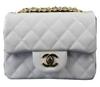 Chanel Classic MINI Flap Bag White Original Patent Leather CF1115 Gold