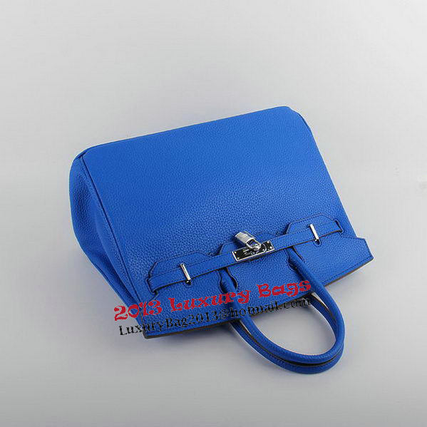 Hermes Birkin 35CM Tote Bags Blue Grainy Leather H-35 Silver