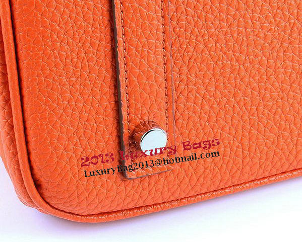 Hermes Birkin 35CM Tote Bags Orange Grainy Leather H-35 Silver