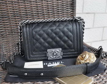 Boy Chanel Small Flap Shoulder Bag Cannage Pattern A67083 Black