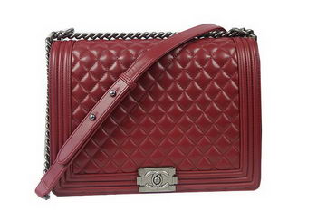 Boy Chanel Flap Shoulder Bag Burgundy Original Sheepskin A67087 Silver